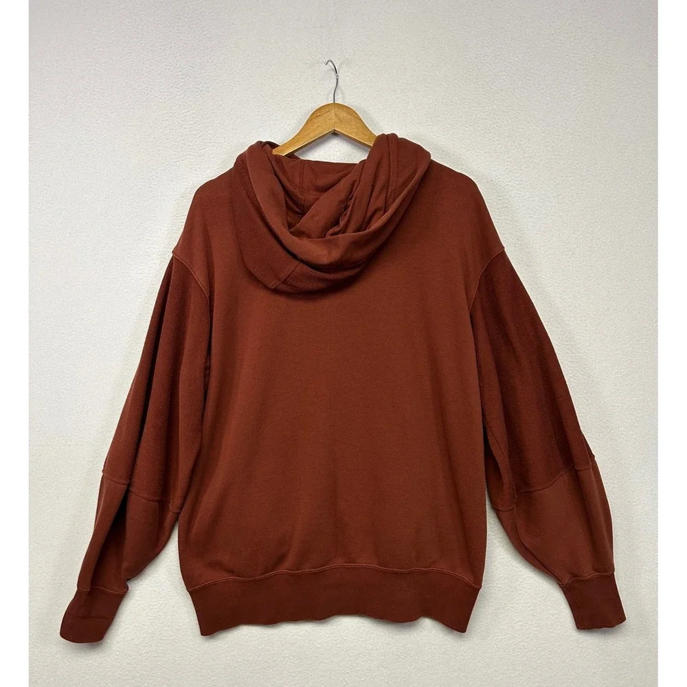 Streetwear Gorpcore Nike Mens S Tall Rust Brown Center Mini Swoosh Hoodie